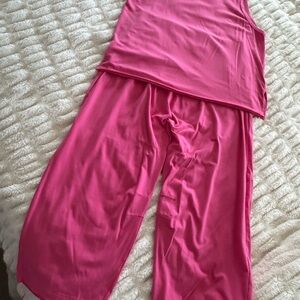 ANRABESS Hot Pink 2-Piece Lounge Set XL | Sleeveless Top & Wide Leg Pants